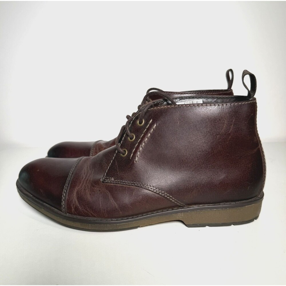 Clarks Men’s Brown Leather Chukka Boots Lace-Up Round Toe US 9 EU 42 G Hinman